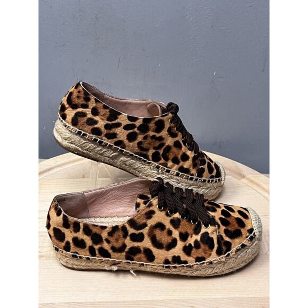 J. CREW Espadrille Sneakers In Leopard Calf Hair Platform Shoes Womens 6 Brown